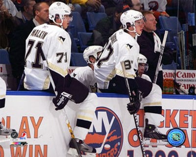Malkin and Crosby practice on same line