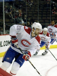 Kyle Chipchura in pre-game skate