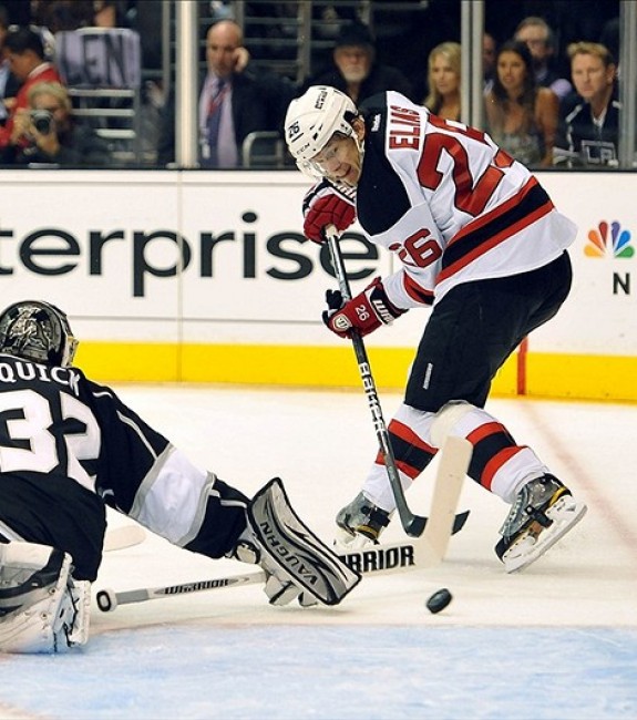 Patrik Elias has a wealth of knowledge to share with Pavel Zacha. (Jayne Kamin-Oncea-US PRESSWIRE)