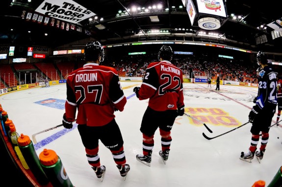 Jonathan Drouin and Nathan MacKinnon at the Top Prospects Practice [photo: David Chan]