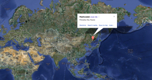 Map of Vladivostok, Russia. Major distances from the core KHL teams near Moscow. Source: Google Maps