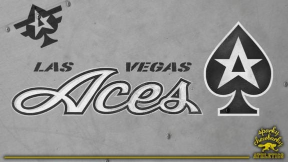Las Vegas Aces secondary logo concept on light surface [photo: sparky chewbarky]
