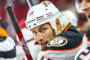 Anaheim Ducks center Ryan Getzlaf (15) during the NHL game between the Anaheim Ducks and the Carolina Hurricanes at the PNC Arena.