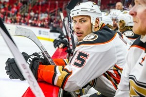 Anaheim Ducks center Ryan Getzlaf (15) during the NHL game between the Anaheim Ducks and the Carolina Hurricanes at the PNC Arena.