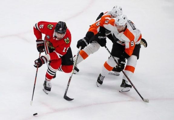 Chicago Blackhawks Artem Anisimov Philadelphia Flyers Ivan Provorov and Travis Sanheim