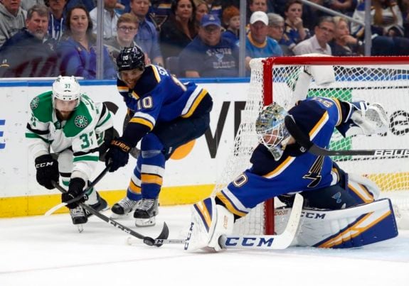 Justin Dowling, Brayden Schenn, Jordan Binnington