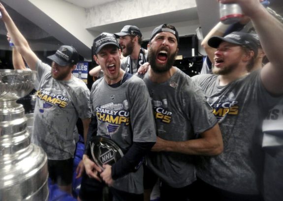 Blues locker room Stanley Cup