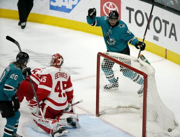 San Jose Sharks Evander Kane Detroit Red Wings Jonathan Bernier