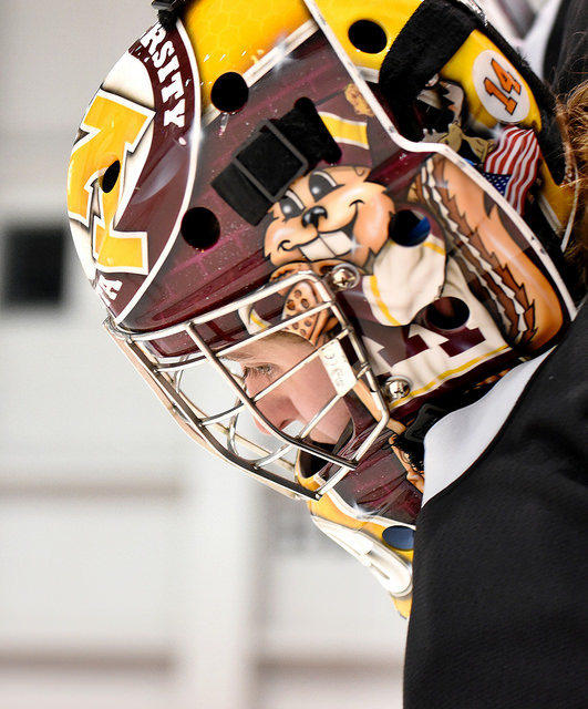 Amanda Leveille of the Buffalo Beauts is still showing her Golden Gophers pride. (Photo Credit: Troy Parla)