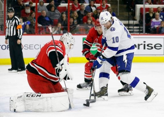 Curtis McElhinney, Jaccob Slavin, J.T. Miller