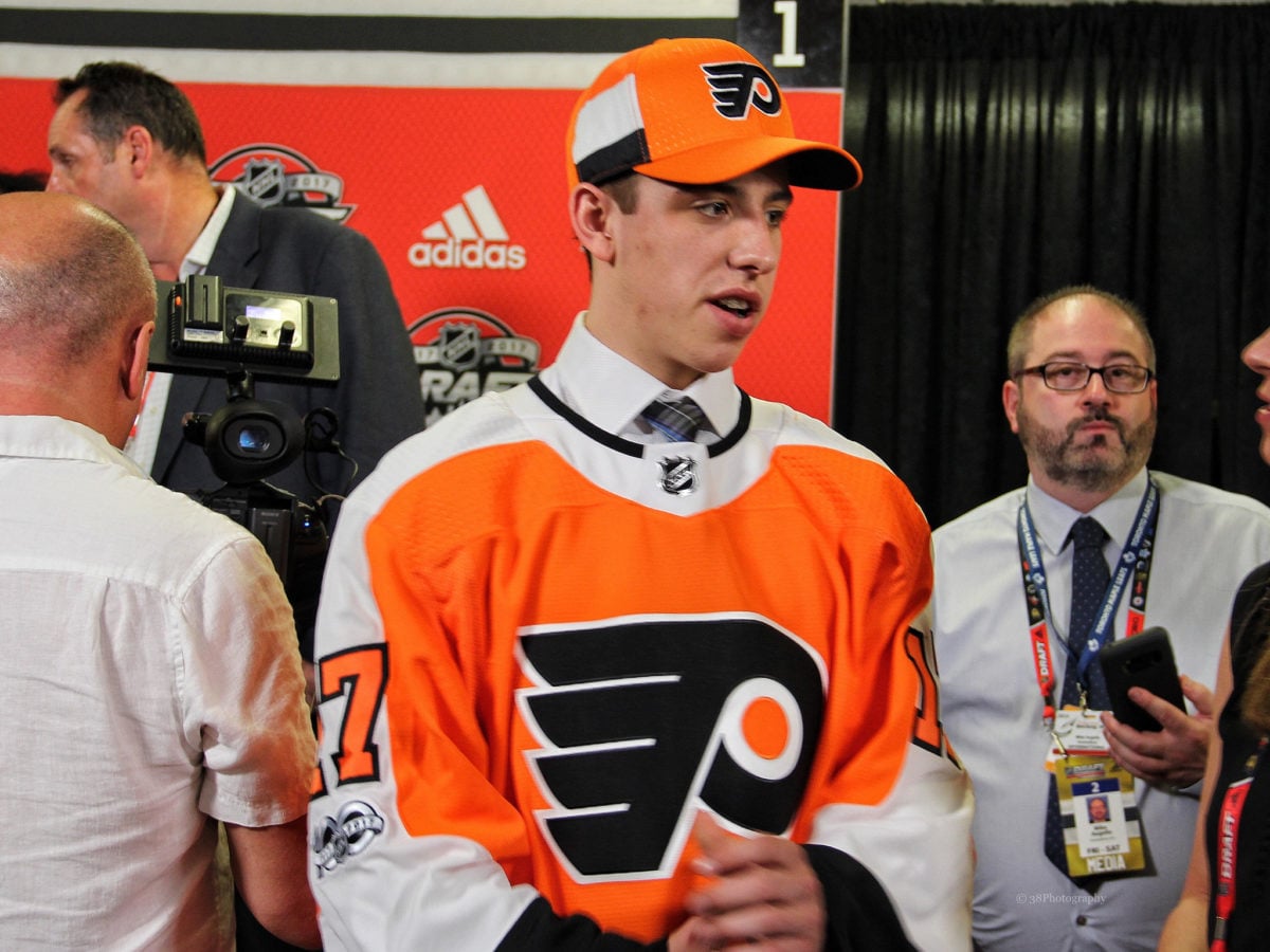 Morgan Frost was selected in the first round of the 2017 draft by the Flyers.