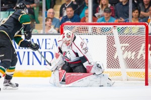 Chase Marchand split time this season with backup Samuel Harvey (Rob Wallator / CHL Images.)