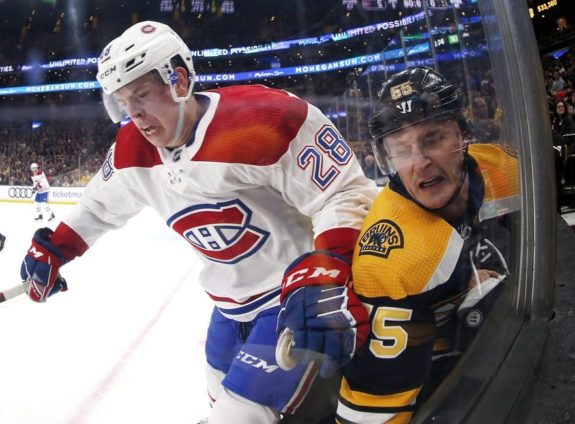 Montreal Canadiens' Mike Reilly Boston Bruins' Noel Acciari