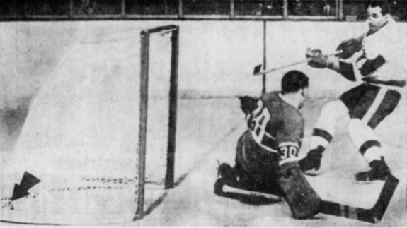 Veteran Bill Gadsby scored Detroits second goal.