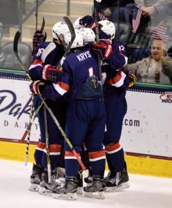 Team USA Celebrates during the 2016 IIHF U18 World Championship (Russ Hons Photography