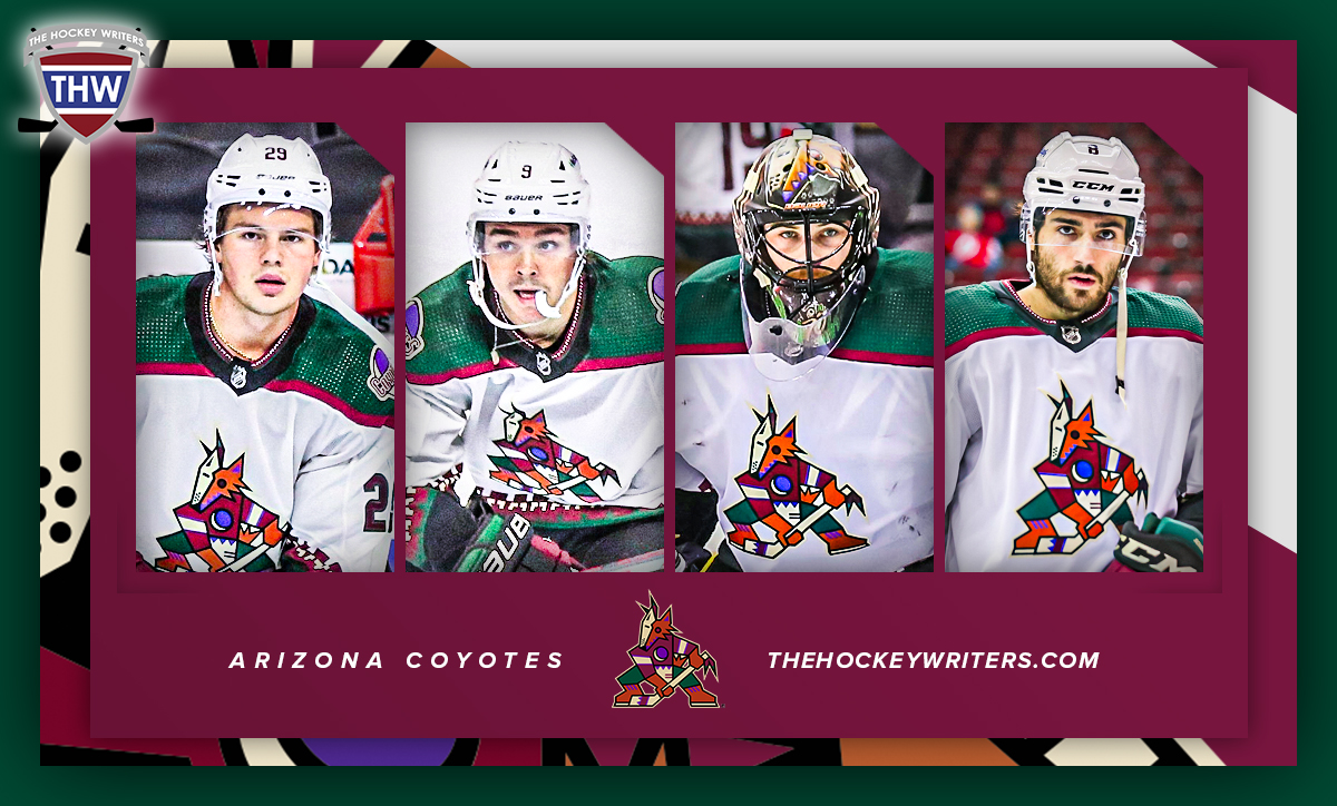 Karel Vejmelka, Clayton Keller, Barrett Hayton and Nick Schmaltz Arizona Coyotes
