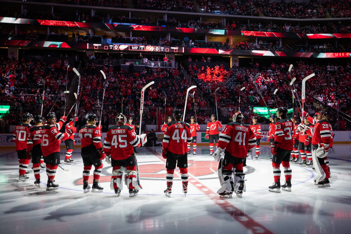 New Jersey Devils Saluting Crowd
