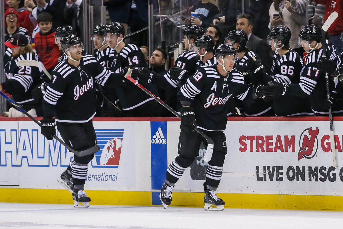 New Jersey Devils Bench Celebrates