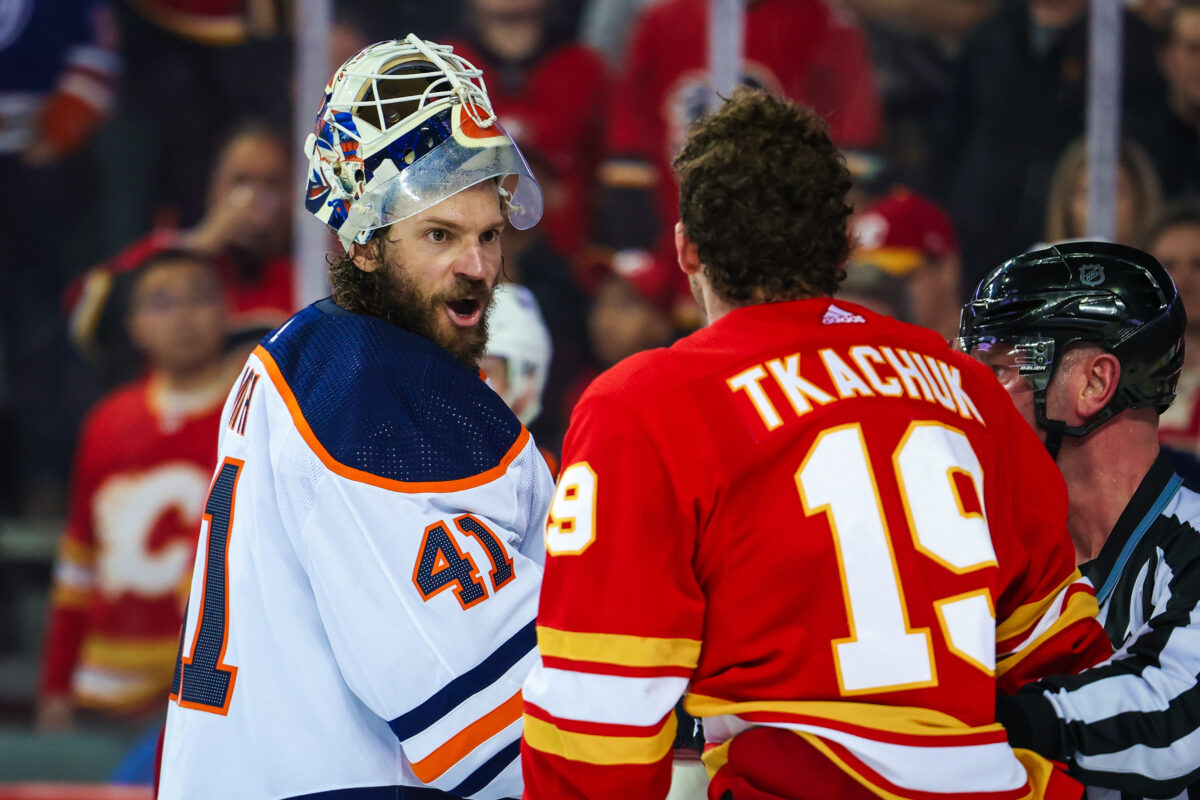 Mike Smith Edmonton Oilers Matthew Tkachuk Calgary Flames