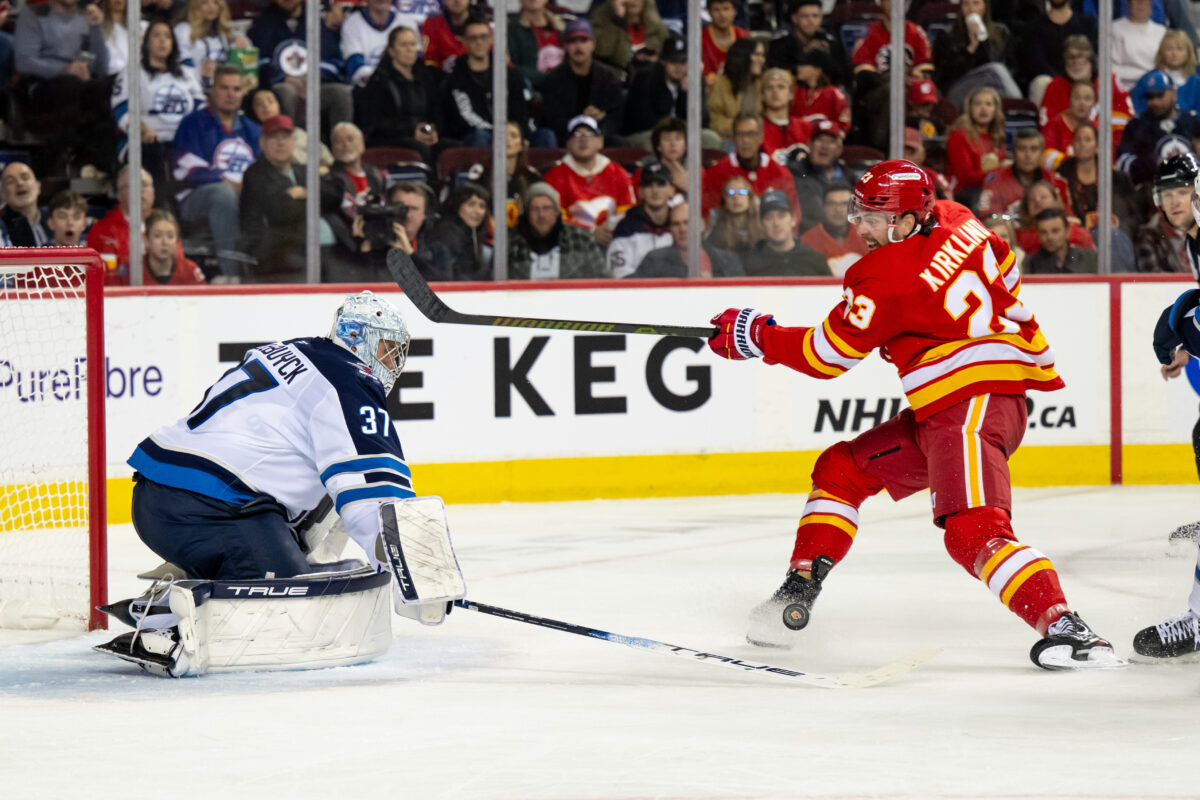 Connor Hellebuyck Winnipeg Jets Justin Kirkland Calgary Flames