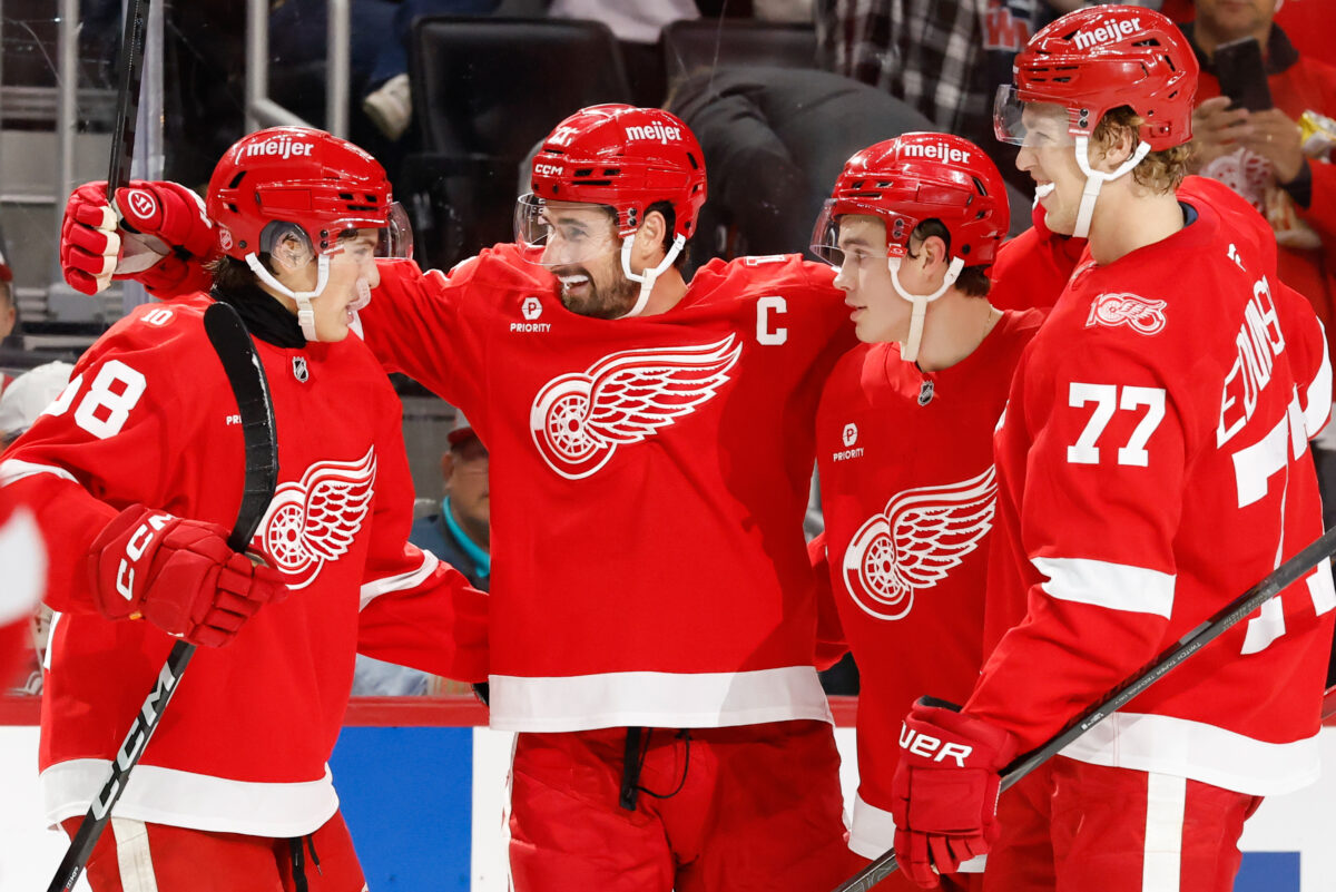 Dylan Larkin Detroit Red Wings Celebration