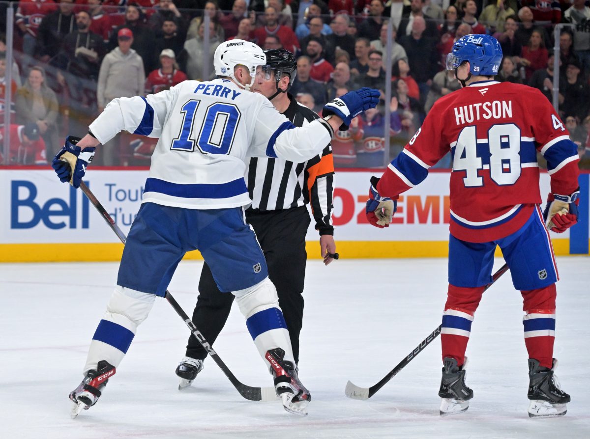 Corey Perry Tampa Bay Lightning Lane Hutson Montreal Canadiens