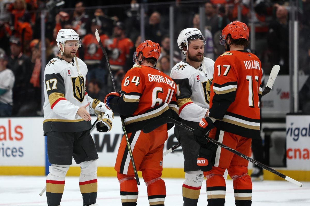 Vegas Golden Knights Anaheim Ducks handshake