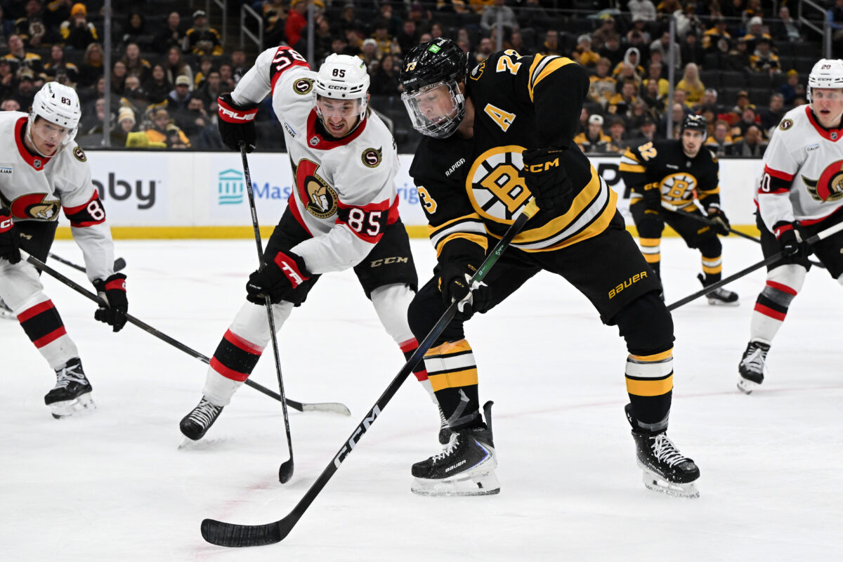 Jake Sanderson Ottawa Senators Charlie McAvoy Boston Bruins
